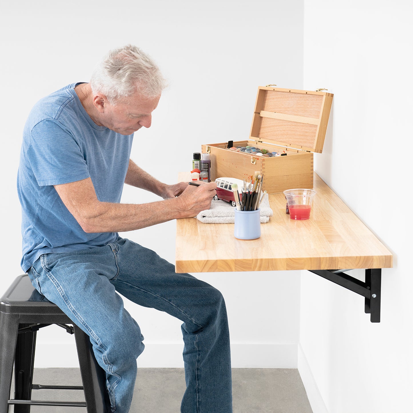 SafeRacks Wall Mounted Folding Worktop - Soft Close Edition