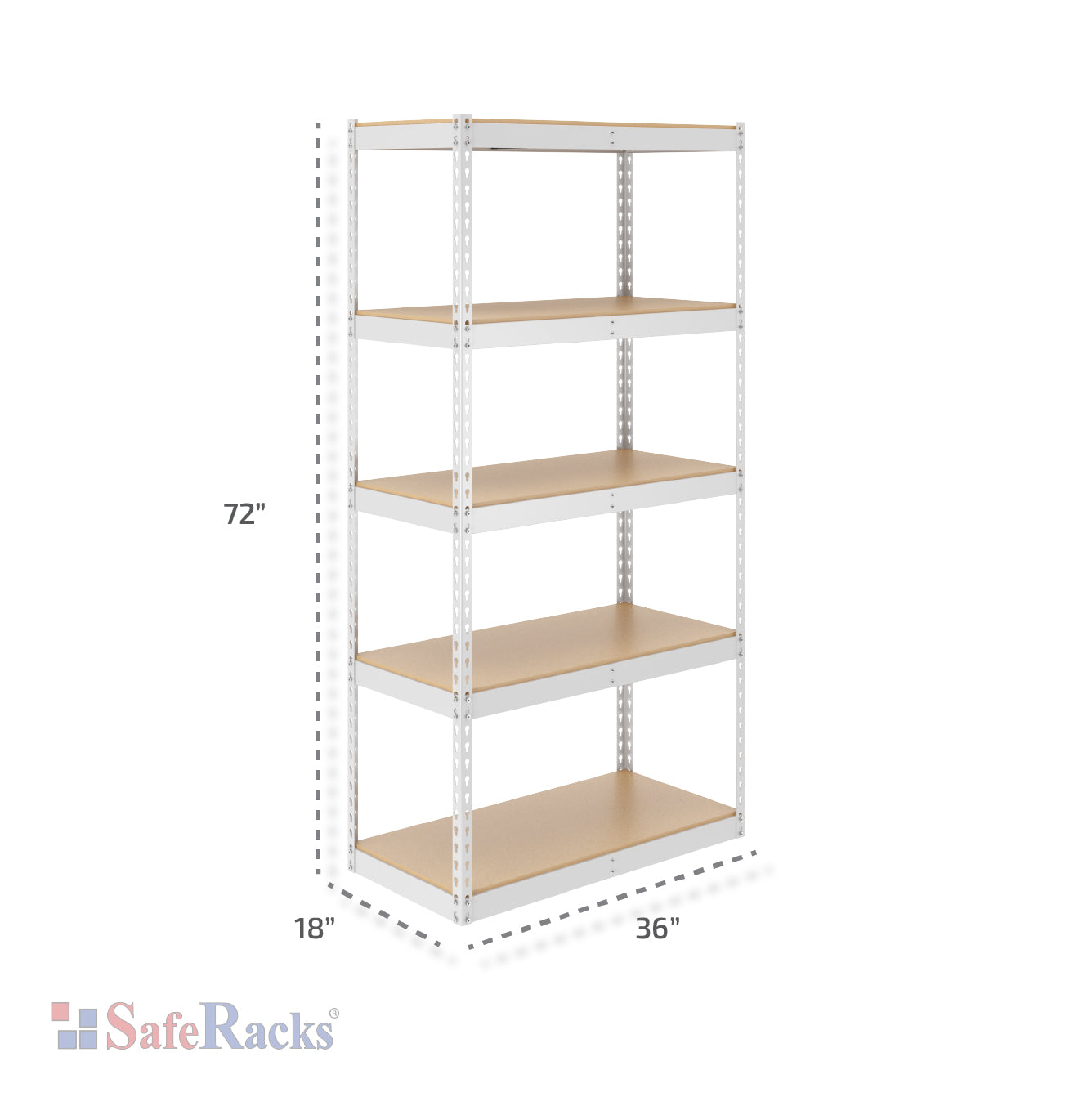 white modular shelf with dimensions