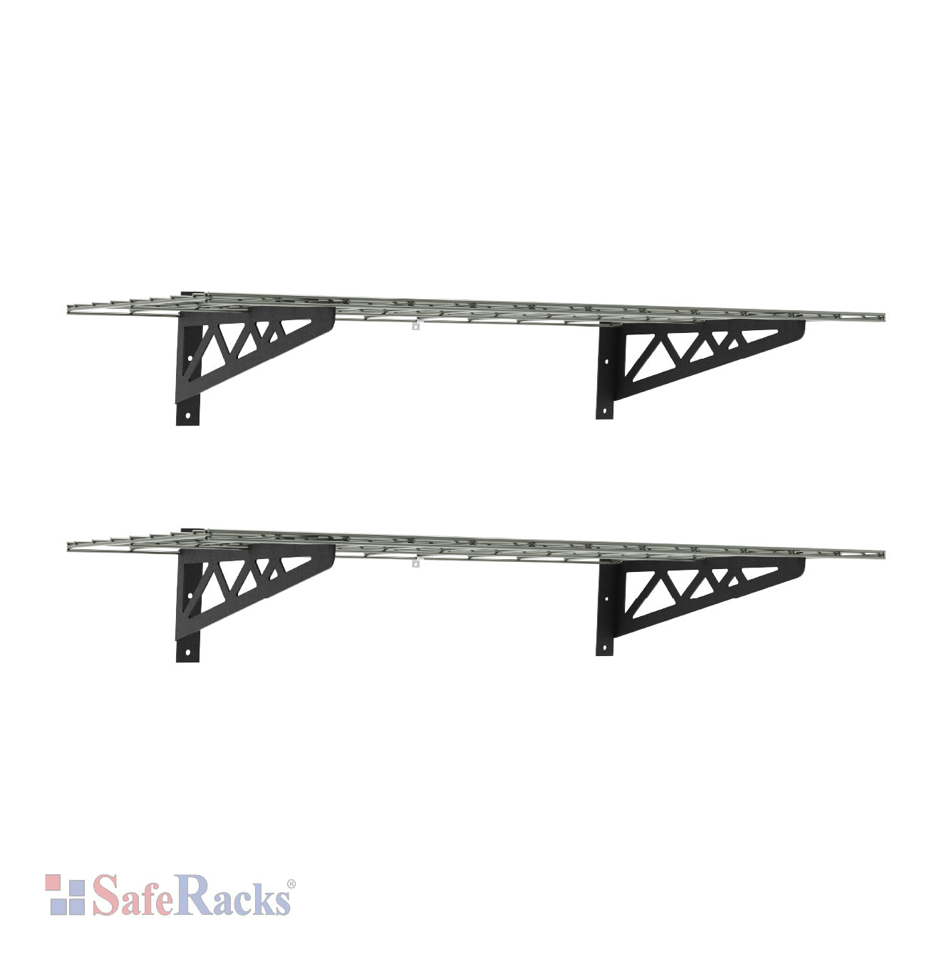 two gray wall shelves