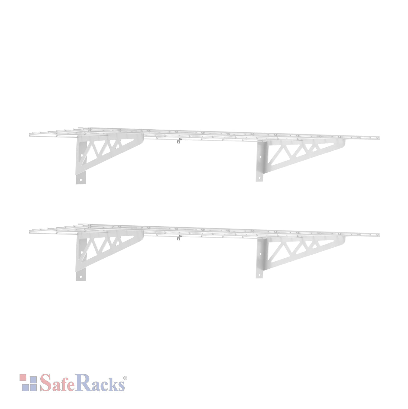 two white wall shelves