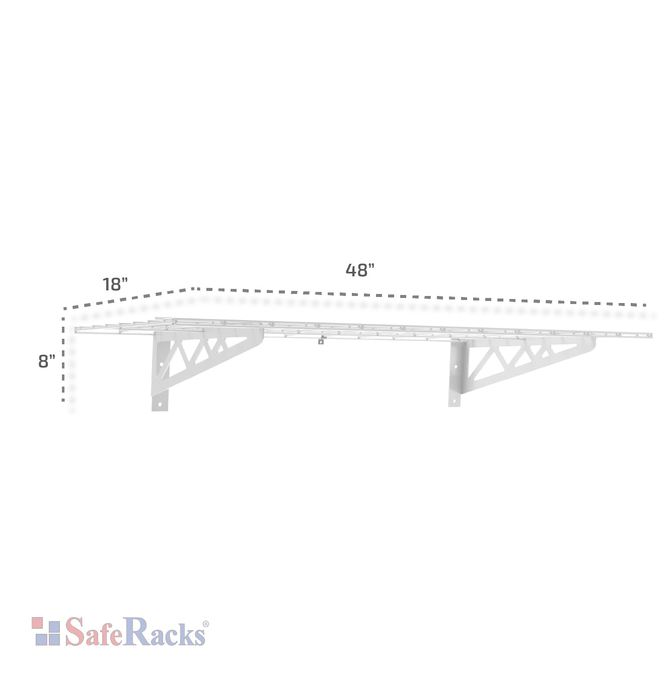 white wall shelf with dimensions