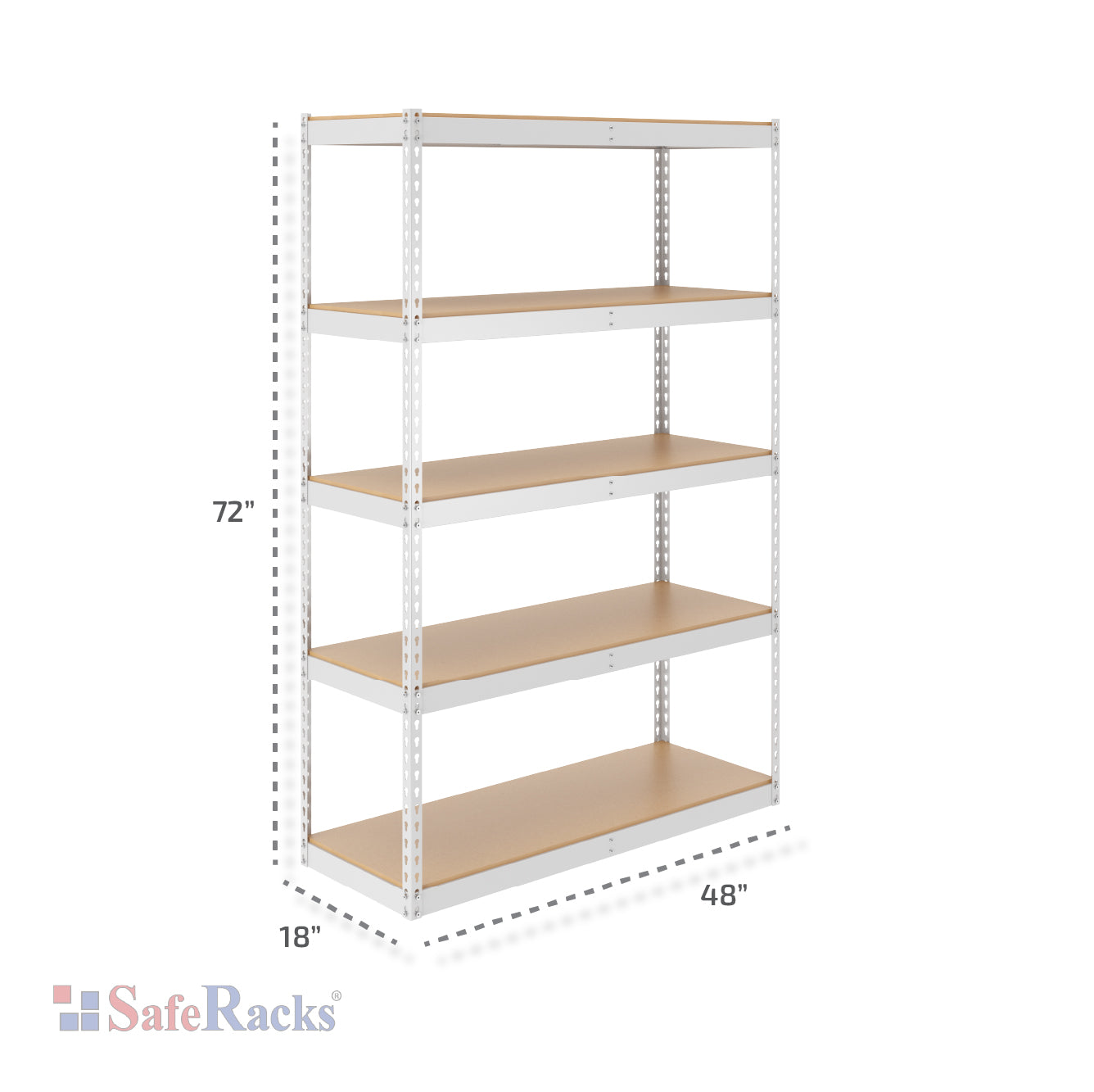 white modular shelf with dimensions