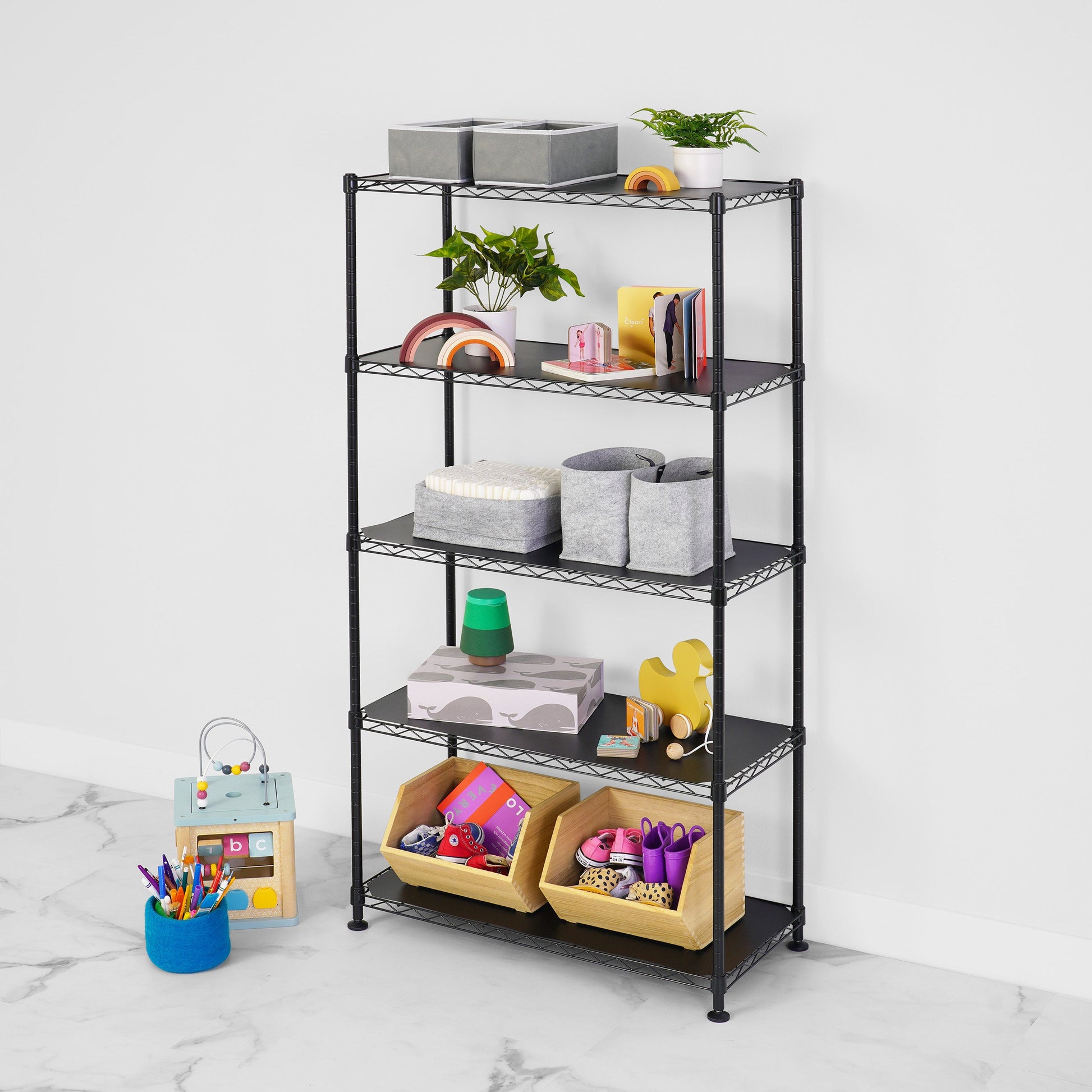 saferacks 14x30x60 wire rack with kids toys (8143460958422)