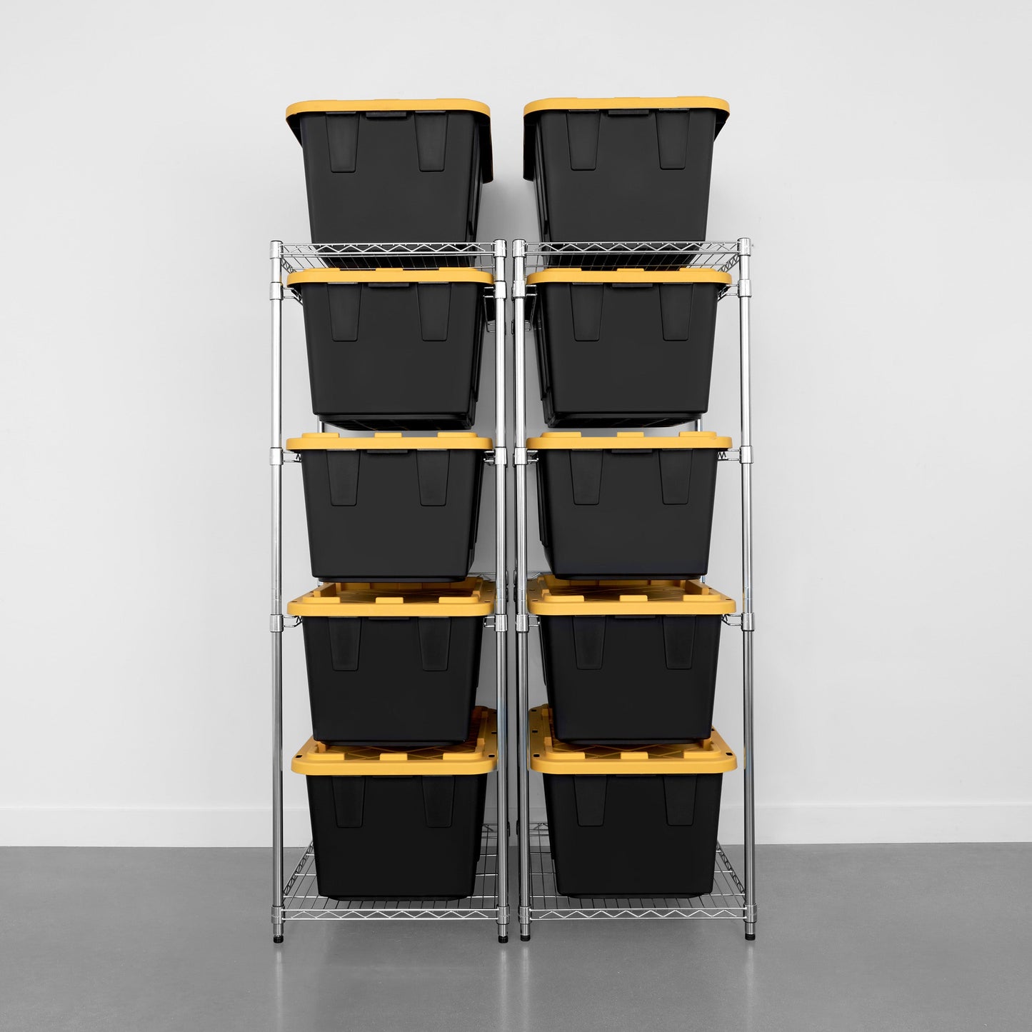 storage bin rack 2 pack with yellow storage bins (7726741946582)