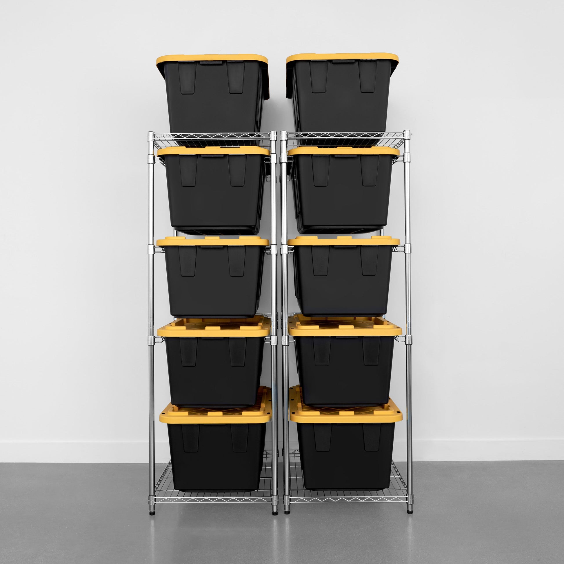 storage bin rack 2 pack with yellow storage bins (7726741946582)