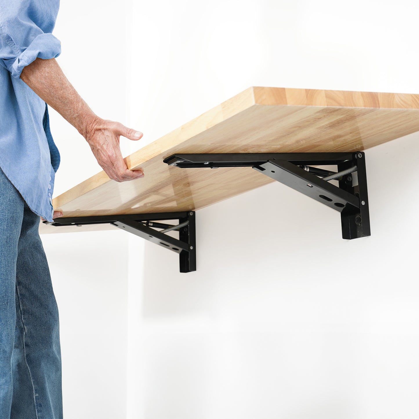 SafeRacks Wall Mounted Folding Worktop - Soft Close Edition