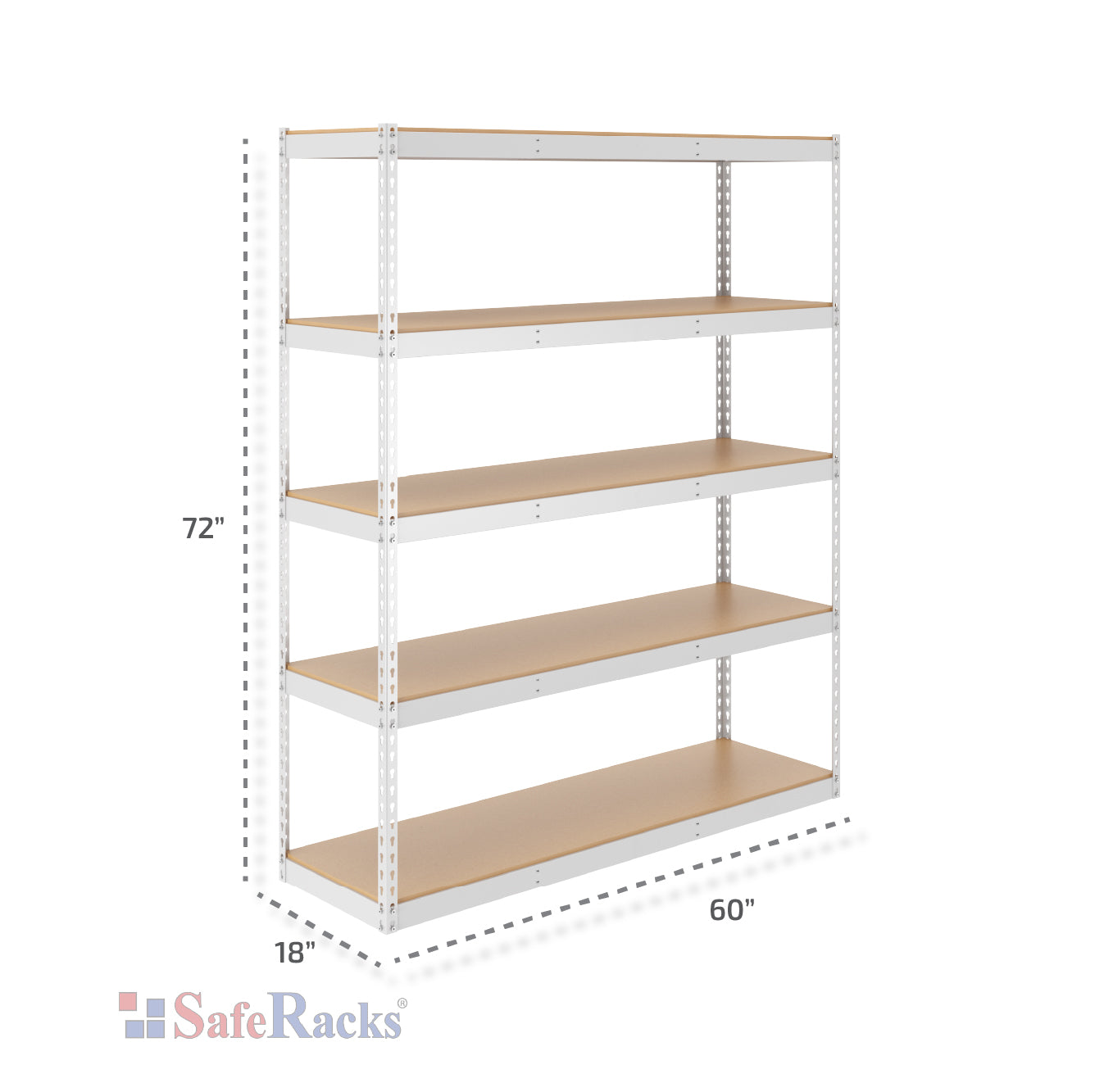 white modular shelf with dimensions